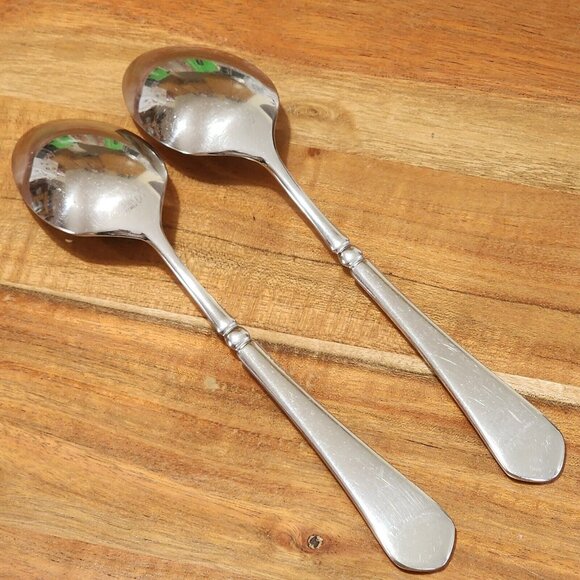 2 Mikasa French Countryside Oval Soup Spoons 7.75" stainless formal to casual - Picture 8 of 12